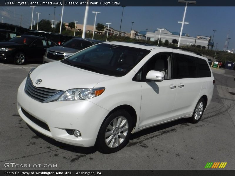 Blizzard White Pearl / Light Gray 2014 Toyota Sienna Limited AWD