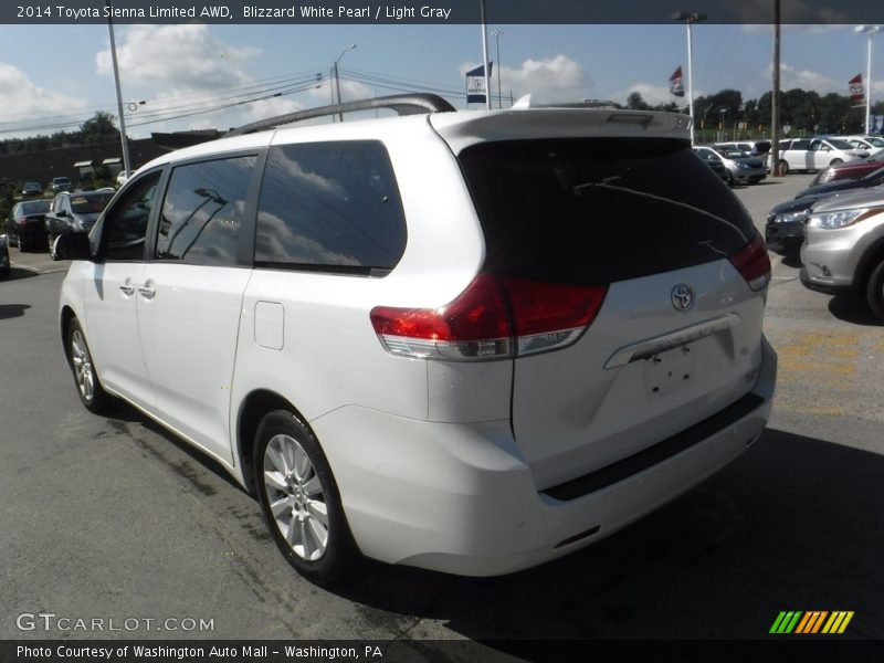 Blizzard White Pearl / Light Gray 2014 Toyota Sienna Limited AWD