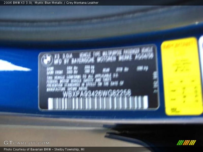 Mystic Blue Metallic / Grey Montana Leather 2006 BMW X3 3.0i
