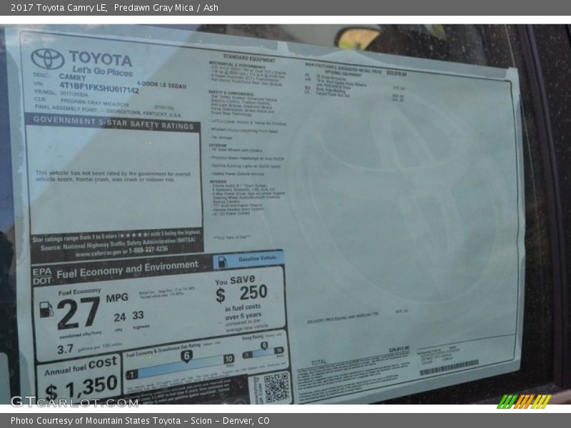 Predawn Gray Mica / Ash 2017 Toyota Camry LE