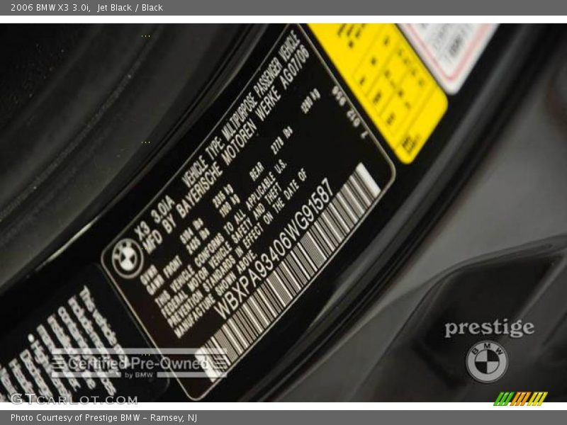 Jet Black / Black 2006 BMW X3 3.0i