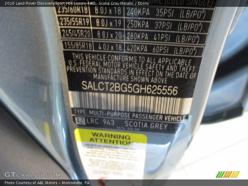 Scotia Grey Metallic / Ebony 2016 Land Rover Discovery Sport HSE Luxury 4WD