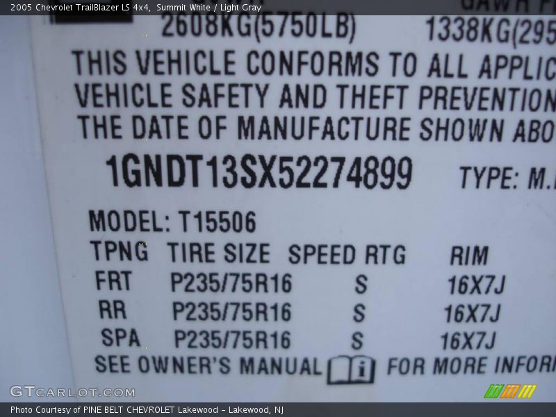 Summit White / Light Gray 2005 Chevrolet TrailBlazer LS 4x4