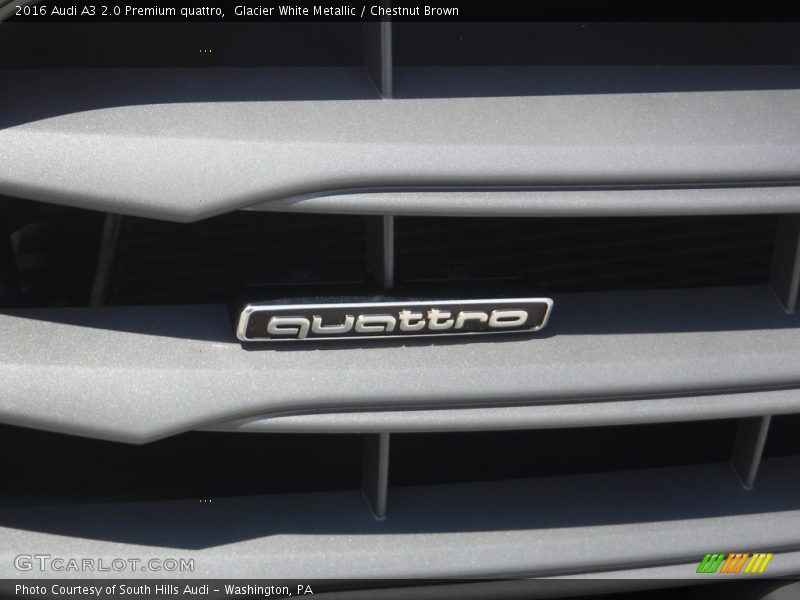 Glacier White Metallic / Chestnut Brown 2016 Audi A3 2.0 Premium quattro