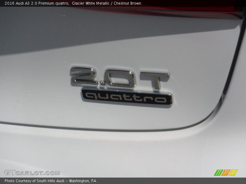 Glacier White Metallic / Chestnut Brown 2016 Audi A3 2.0 Premium quattro