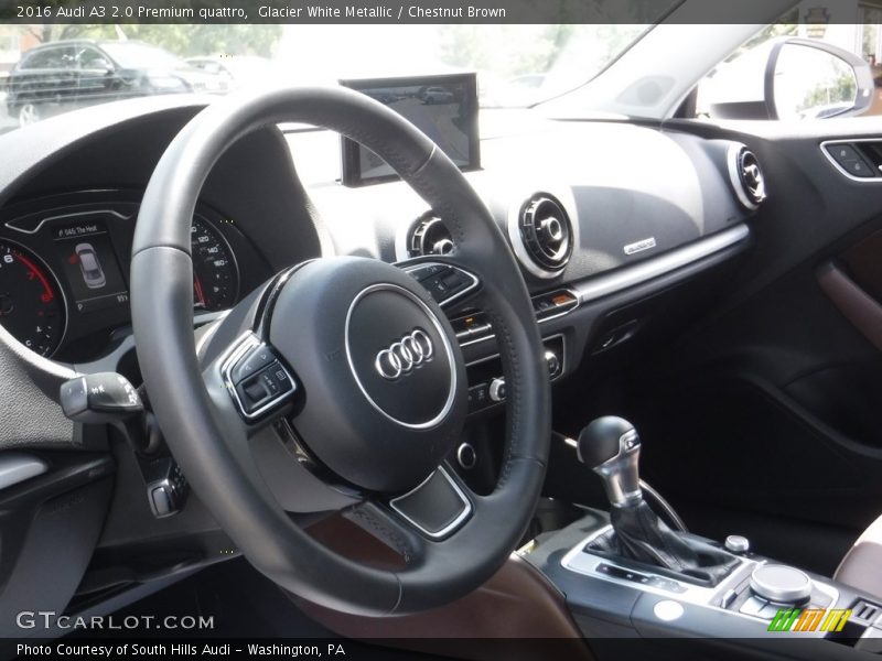 Glacier White Metallic / Chestnut Brown 2016 Audi A3 2.0 Premium quattro