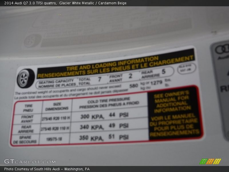 Glacier White Metallic / Cardamom Beige 2014 Audi Q7 3.0 TFSI quattro