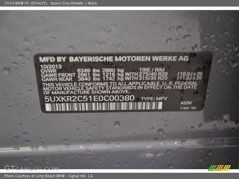 Space Grey Metallic / Black 2014 BMW X5 sDrive35i