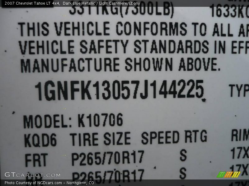 Dark Blue Metallic / Light Cashmere/Ebony 2007 Chevrolet Tahoe LT 4x4