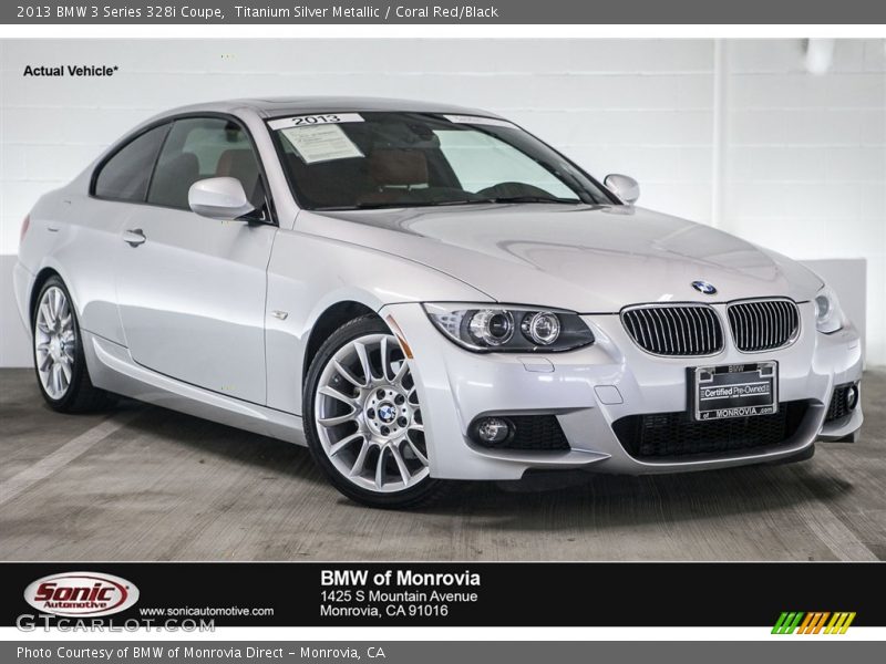 Titanium Silver Metallic / Coral Red/Black 2013 BMW 3 Series 328i Coupe