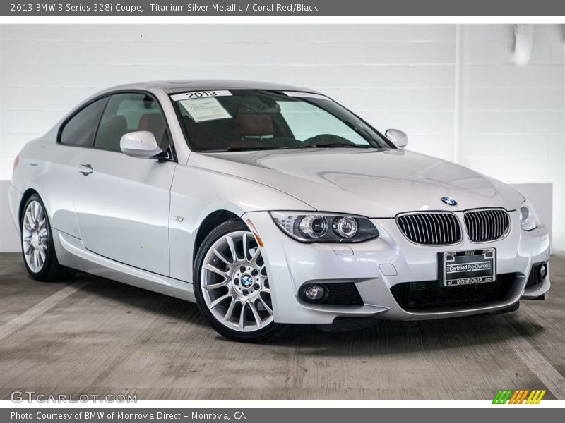 Titanium Silver Metallic / Coral Red/Black 2013 BMW 3 Series 328i Coupe