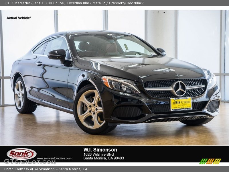 Obsidian Black Metallic / Cranberry Red/Black 2017 Mercedes-Benz C 300 Coupe