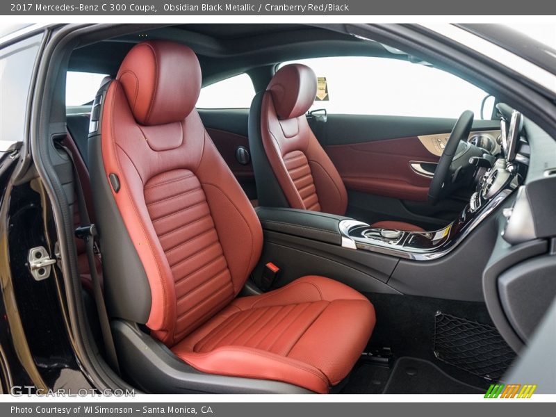 Obsidian Black Metallic / Cranberry Red/Black 2017 Mercedes-Benz C 300 Coupe