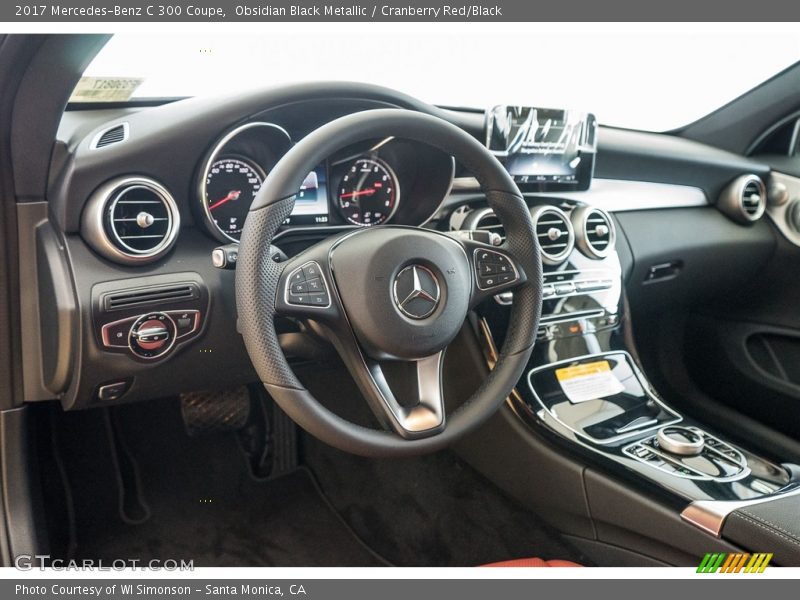 Obsidian Black Metallic / Cranberry Red/Black 2017 Mercedes-Benz C 300 Coupe