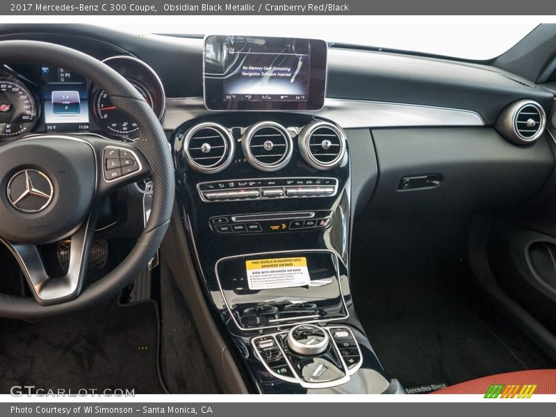 Obsidian Black Metallic / Cranberry Red/Black 2017 Mercedes-Benz C 300 Coupe