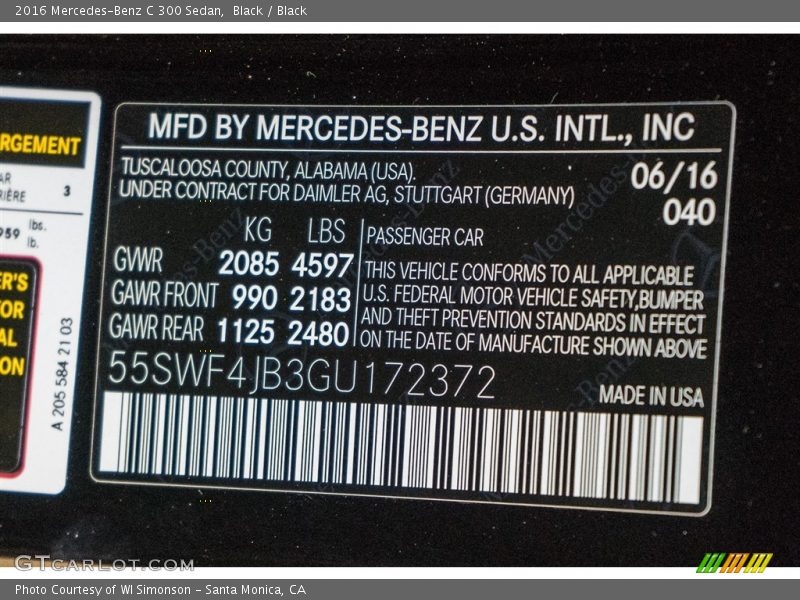 Black / Black 2016 Mercedes-Benz C 300 Sedan