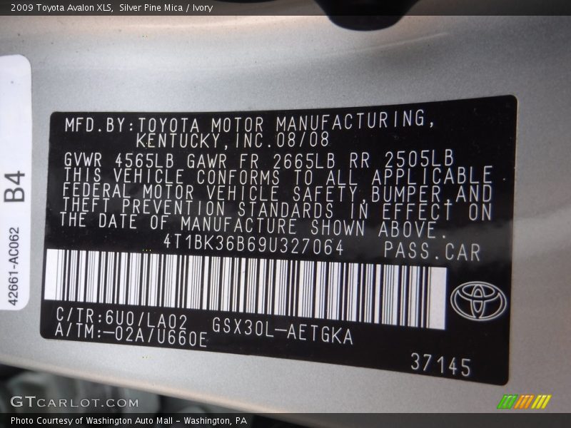 Silver Pine Mica / Ivory 2009 Toyota Avalon XLS