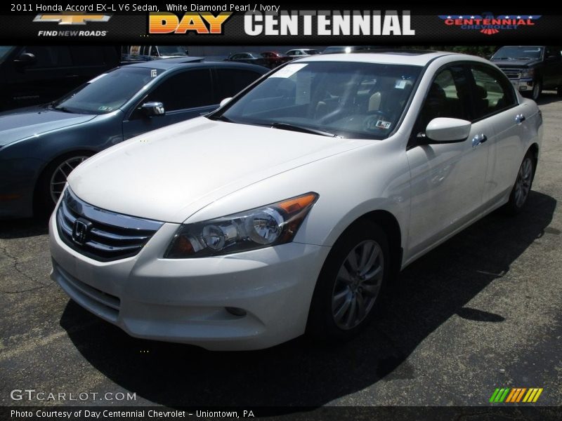White Diamond Pearl / Ivory 2011 Honda Accord EX-L V6 Sedan