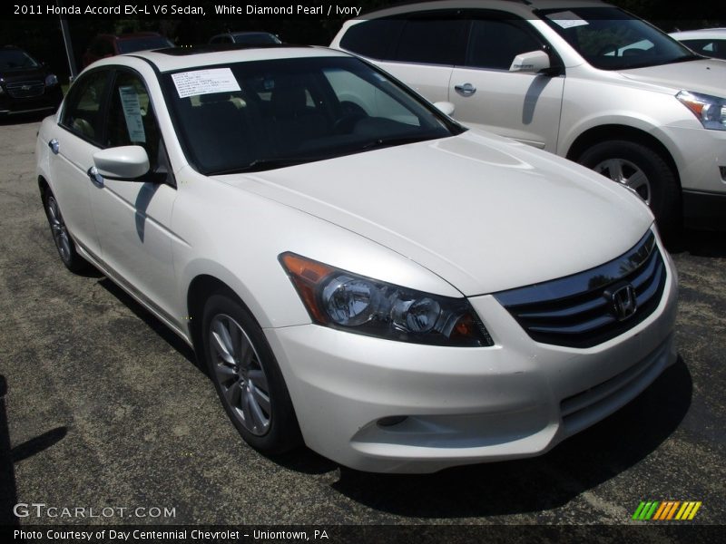 White Diamond Pearl / Ivory 2011 Honda Accord EX-L V6 Sedan