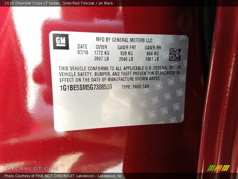 Siren Red Tintcoat / Jet Black 2016 Chevrolet Cruze LT Sedan