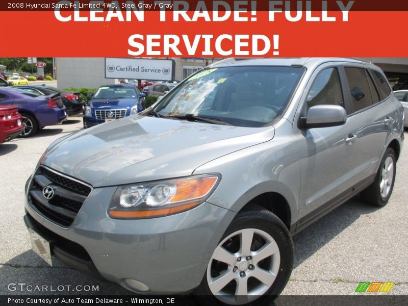 Steel Gray / Gray 2008 Hyundai Santa Fe Limited 4WD