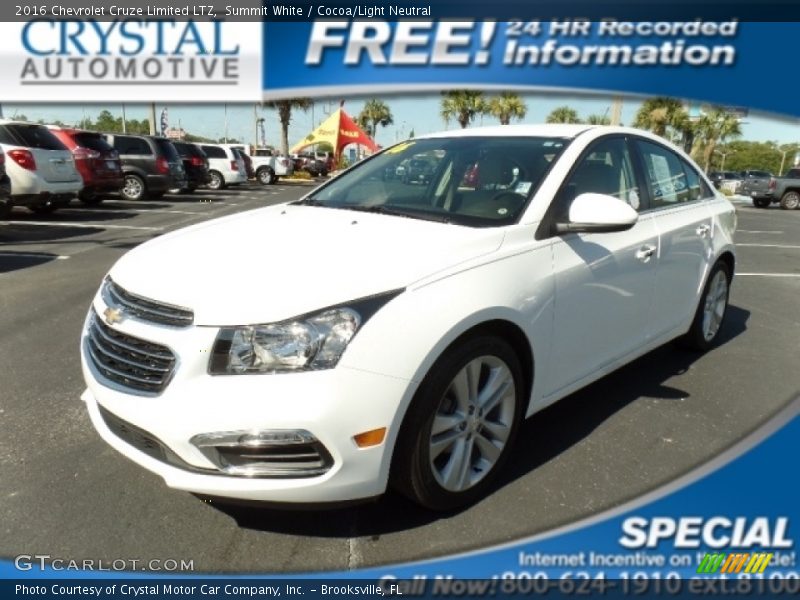 Summit White / Cocoa/Light Neutral 2016 Chevrolet Cruze Limited LTZ