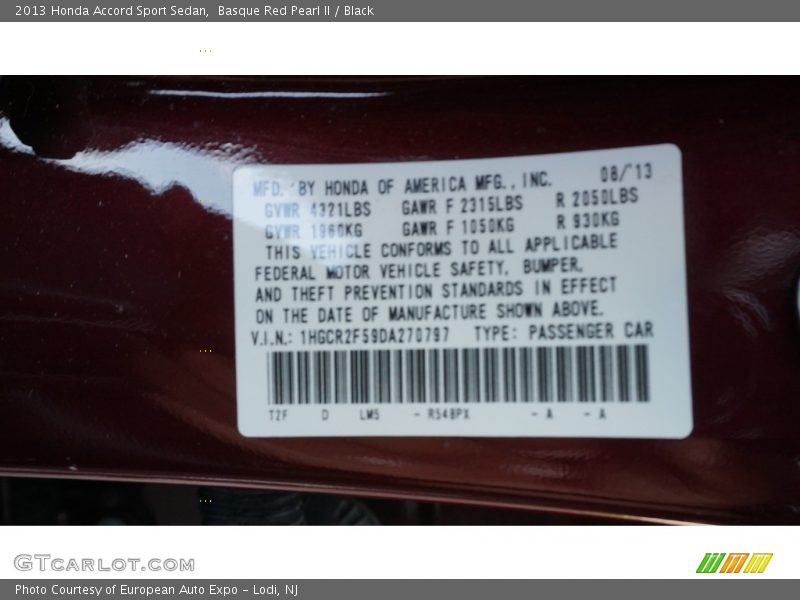 Basque Red Pearl II / Black 2013 Honda Accord Sport Sedan