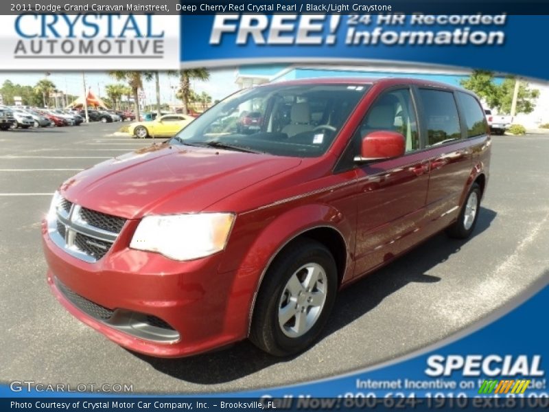 Deep Cherry Red Crystal Pearl / Black/Light Graystone 2011 Dodge Grand Caravan Mainstreet