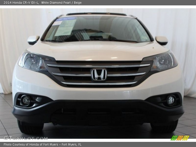 White Diamond Pearl / Beige 2014 Honda CR-V EX-L