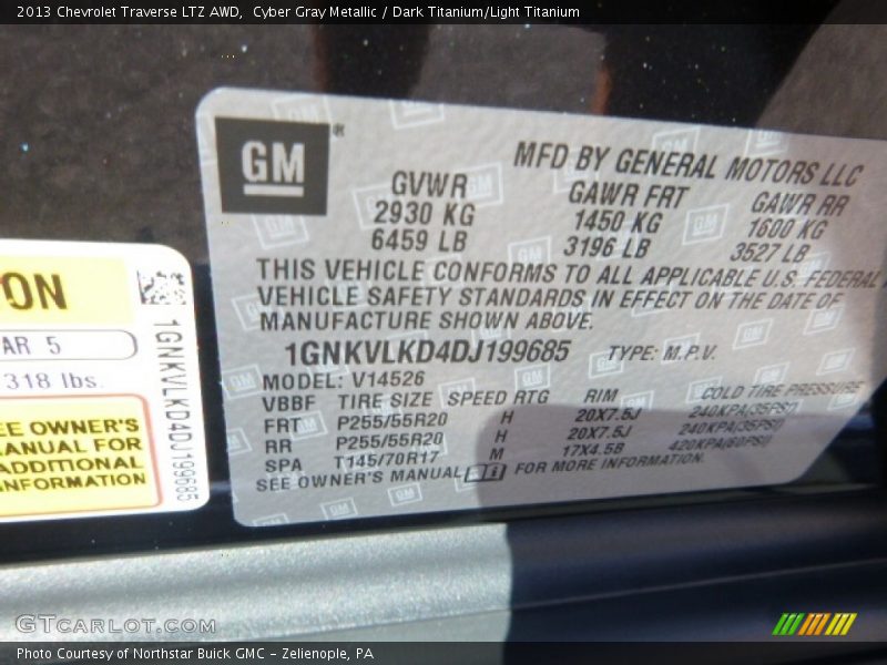 Cyber Gray Metallic / Dark Titanium/Light Titanium 2013 Chevrolet Traverse LTZ AWD