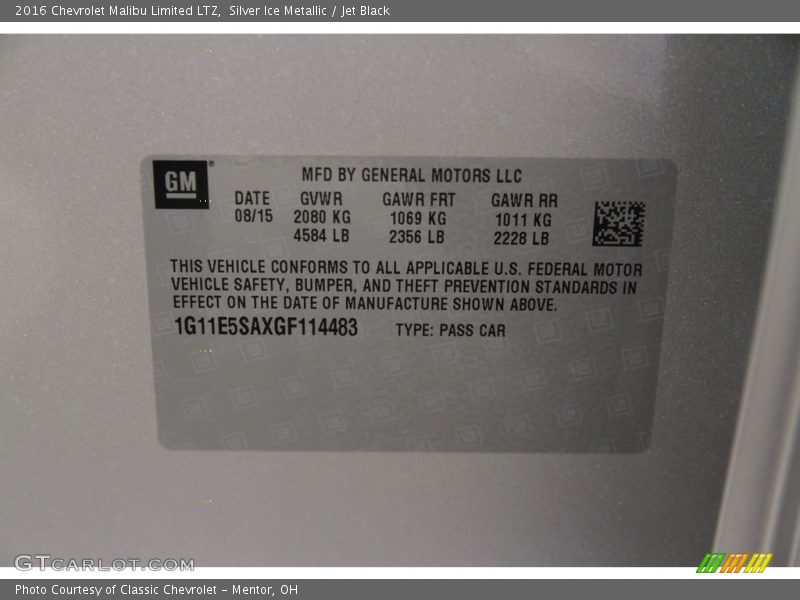 Silver Ice Metallic / Jet Black 2016 Chevrolet Malibu Limited LTZ