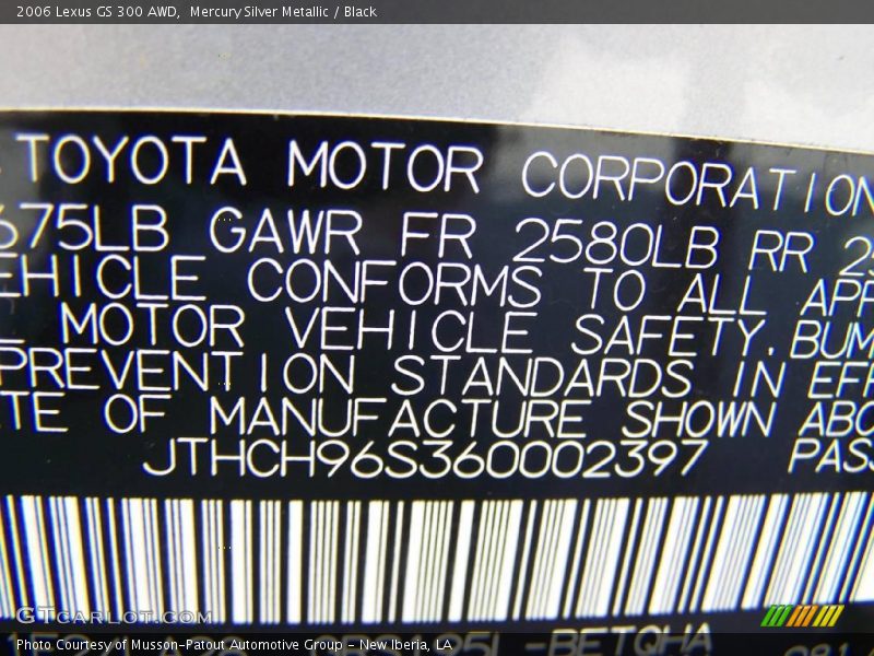 Mercury Silver Metallic / Black 2006 Lexus GS 300 AWD