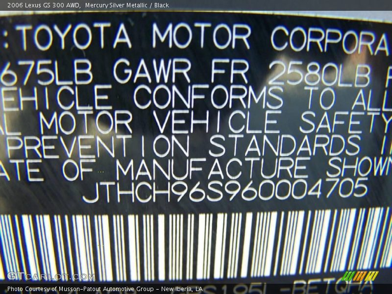 Mercury Silver Metallic / Black 2006 Lexus GS 300 AWD