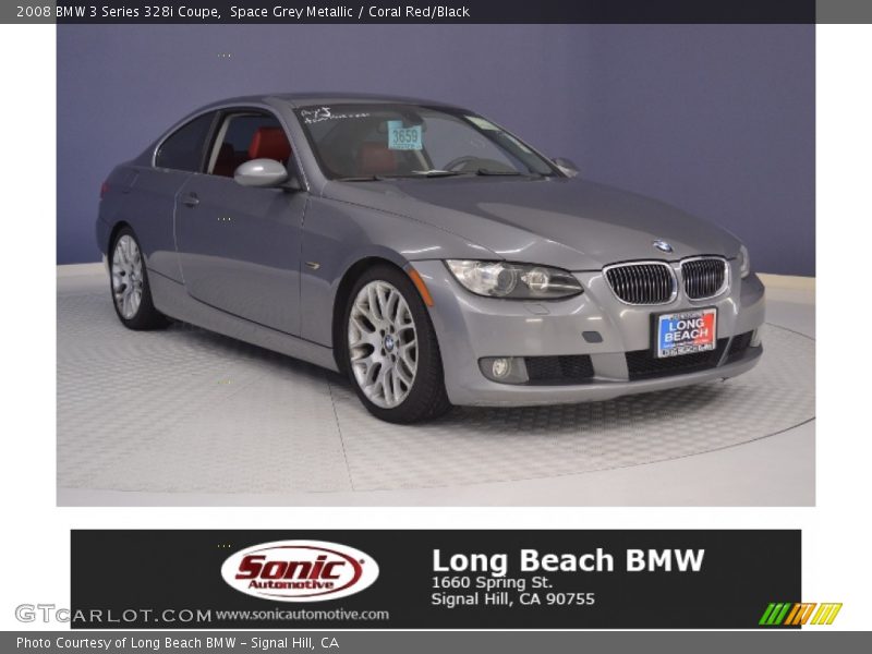 Space Grey Metallic / Coral Red/Black 2008 BMW 3 Series 328i Coupe