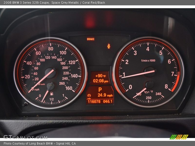Space Grey Metallic / Coral Red/Black 2008 BMW 3 Series 328i Coupe