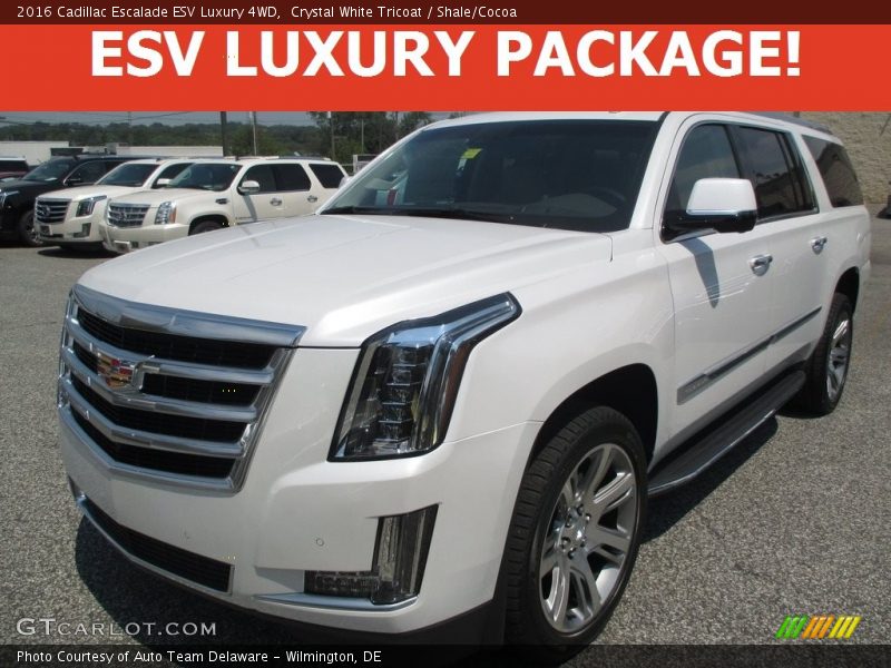 Crystal White Tricoat / Shale/Cocoa 2016 Cadillac Escalade ESV Luxury 4WD