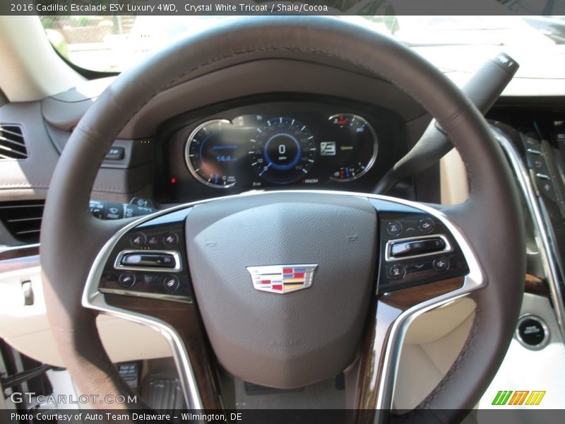 Crystal White Tricoat / Shale/Cocoa 2016 Cadillac Escalade ESV Luxury 4WD