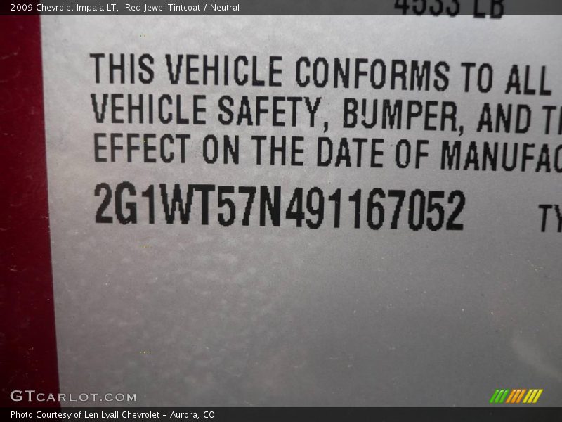 Red Jewel Tintcoat / Neutral 2009 Chevrolet Impala LT