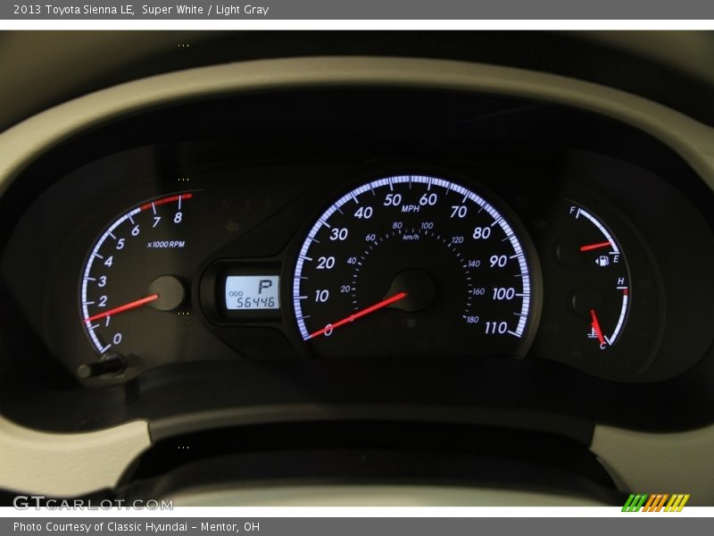 Super White / Light Gray 2013 Toyota Sienna LE