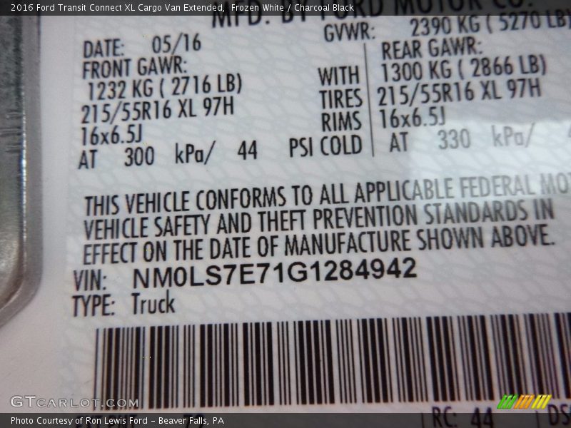 Frozen White / Charcoal Black 2016 Ford Transit Connect XL Cargo Van Extended