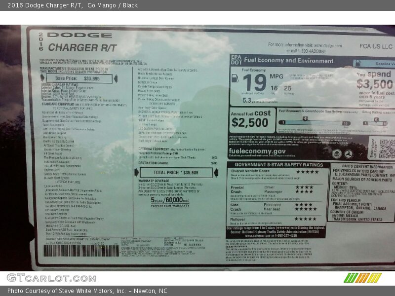 Go Mango / Black 2016 Dodge Charger R/T