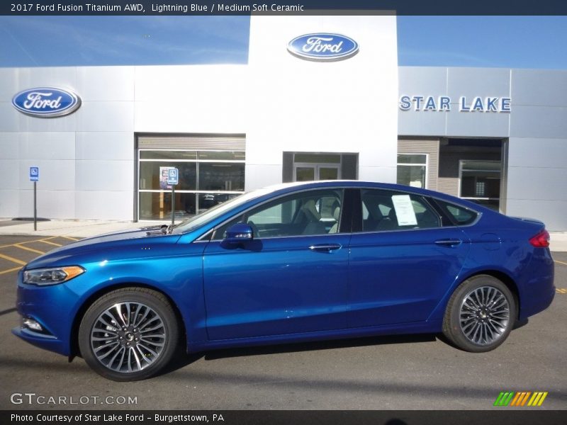 Lightning Blue / Medium Soft Ceramic 2017 Ford Fusion Titanium AWD