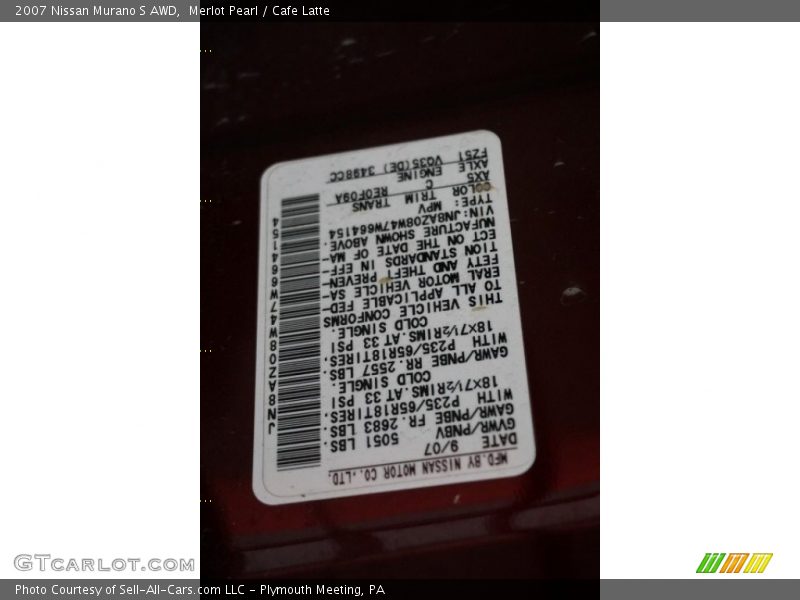 Merlot Pearl / Cafe Latte 2007 Nissan Murano S AWD