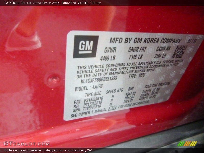 Ruby Red Metallic / Ebony 2014 Buick Encore Convenience AWD
