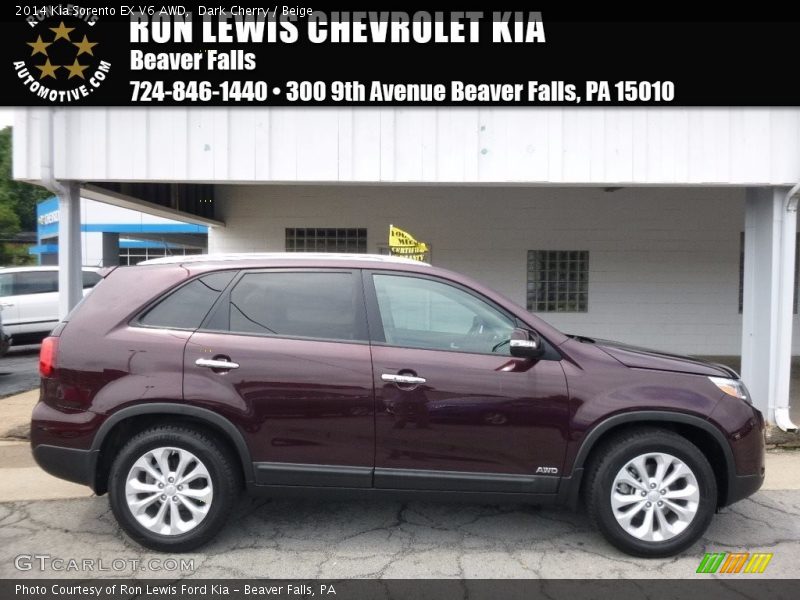 Dark Cherry / Beige 2014 Kia Sorento EX V6 AWD