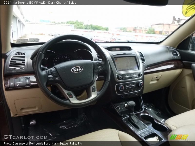 Dark Cherry / Beige 2014 Kia Sorento EX V6 AWD