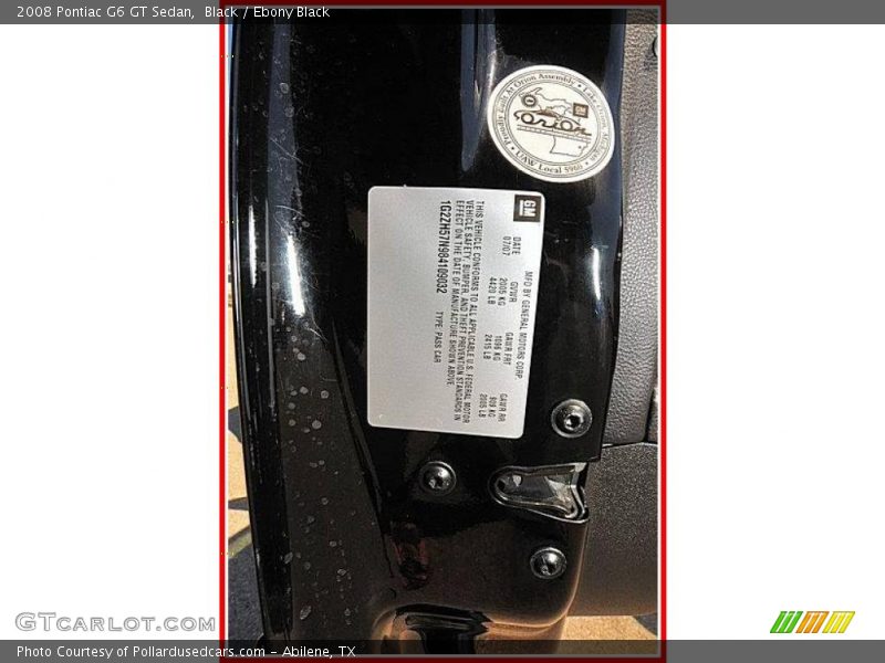 Black / Ebony Black 2008 Pontiac G6 GT Sedan