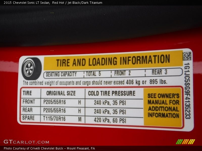 Red Hot / Jet Black/Dark Titanium 2015 Chevrolet Sonic LT Sedan