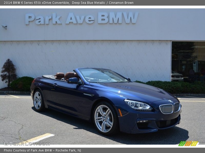 Deep Sea Blue Metallic / Cinnamon Brown 2014 BMW 6 Series 650i xDrive Convertible