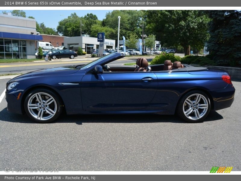 Deep Sea Blue Metallic / Cinnamon Brown 2014 BMW 6 Series 650i xDrive Convertible